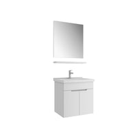 610100200906STORA 65 CM PARLAK BEYAZ ALT DOLAP + ETAJERLİ LAVABO + 65 CM AYNA DOLAP