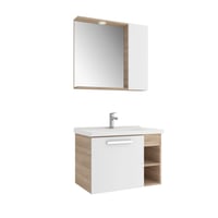 610100201192MARE 80 CM BEYAZ KREM MEŞE ALT DOLAP + ETAJERLİ LAVABO + SPOT AYDINLATMALI 80 CM BEYAZ KREM MEŞE AYNA DOLAP
