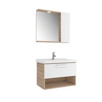 610100201198TREVI 80 CM SOFT BEYAZ MODERN MEŞE ALT DOLAP + LAVABO + 80 CM SPOT AYDINLATMALI YARIM DOLAPLI AYNA