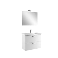 610100202033NOAH PLUS 100 CM BEYAZ ÇİFT ÇEKMECELİ ALT DOLAP + LAVABO + 100 CM BEYAZ RAFLI AYNA DOLAP