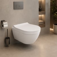 Kale Idea Kanalsız Akış Asma Klozet + Ultra Slim Yavaş Kapanan Klozet Kapağı-Asma Klozet-610100100720-Kale