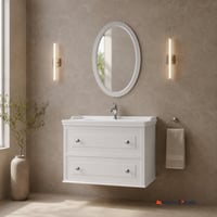 Kale Miro 100 Cm Mat Beyaz Banyo Dolabı Takımı-Banyo Dolabı Seti-610100200141-Kale