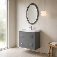Kale Miro 80 Cm Mat Gri Banyo Dolabı Takımı-Banyo Dolabı Seti-610100200138-Kale