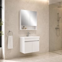 Kale Optimum 80 cm Set Beyaz (Lavabo + Dolap + Düz Ayna)-Banyo Dolabı Seti-610100202016-Kale