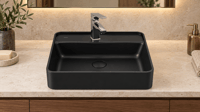 Kale Zero 2.0 45x45 Cm Mat Siyah Kare Lavabo-Çanak Lavabo-310200200571-Kale