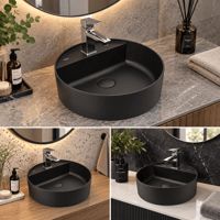 Kale Zero 2.0 45 Cm Mat Siyah Yuvarlak Lavabo-Çanak Lavabo-310200200566-Kale