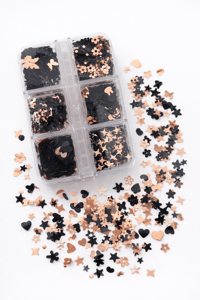 Black & Rose Gold Metallic Mix Nail Glitter Box