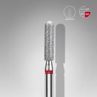 Elmas Yuvarlanmış Silindir Freze EXPERT, Kırmızı, Çap 2,5 mm, Çalışma Kısmı 10 mm