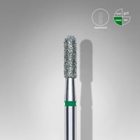 Elmas Yuvarlanmış  Silindir Freze, Yeşil, Çap 2,3 mm, Çalışma Kısmı 8 mm