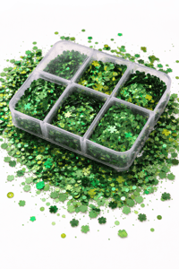 Emerald Green Clover Nail Glitter Box