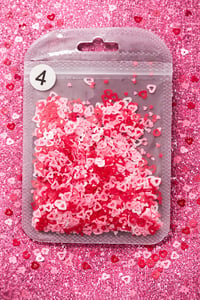 Hollow Heart Confetti Nail Art Dekor – Pink & Red Mix No:04
