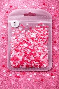 Mini Heart Confetti Nail Art Dekor – Pink Mix No:1