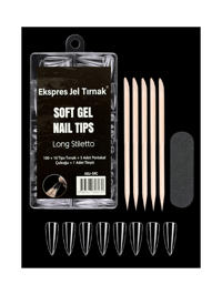 Ocean Express Protez Tırnak Uzatma Kiti, Soft Gel Poly Tips 5 Adet Portakal Çubuğu & 1 Adet Törpü