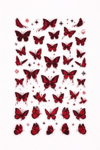 Red Butterfly Elegance Nail Art Sticker – SW-CS087