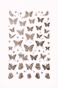 Silver Butterfly Minimal Nail Art Sticker – SW-CS084
