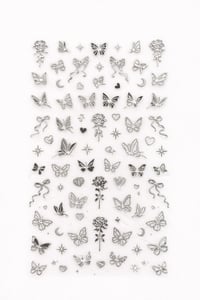Silver Butterfly & Rose Nail Art Sticker – SW-CS083
