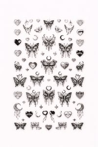 Silver Gothic Butterfly Nail Art Sticker – SW-CS064