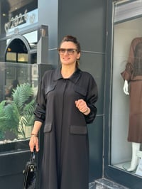  Lüks Kalite Krep Kumaş Taş İşlemeli Giy Çık Kap Siyah