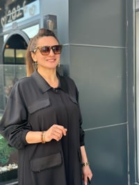  Lüks Kalite Krep Kumaş Taş İşlemeli Giy Çık Kap Siyah