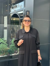  Lüks Kalite Krep Kumaş Taş İşlemeli Giy Çık Kap Siyah
