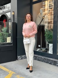 20790 Taşlı Fiyonk Detaylı Kazak PEMBE