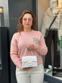 20790 Taşlı Fiyonk Detaylı Kazak PEMBE