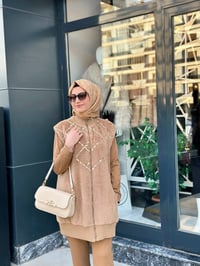 Angora Yelek & Modal Tunik Pantolon Takım