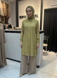 Arka ve Ön Taş İşlemeli Tencel Kap