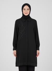Arka ve Ön Taş İşlemeli Tencel Kap