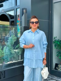 ARKASI YIRTMAÇLI LYOCELL KUMAŞ İKİLİ TAKIM 