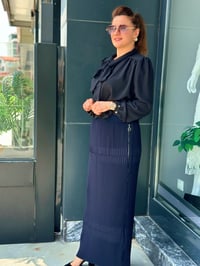 Berrin Fermuar Detaylı Etek - Yanı Fermuarlı Lacivert