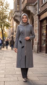 Büyük Beden Keçe Kaban Gri
