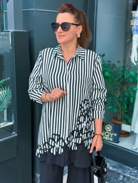 COTON NAKIŞLI ÇİZGİLİ TUNİK TENCEL PANTOLON TAKIM