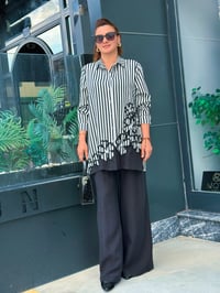 COTON NAKIŞLI ÇİZGİLİ TUNİK TENCEL PANTOLON TAKIM