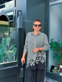 COTON NAKIŞLI ÇİZGİLİ TUNİK TENCEL PANTOLON TAKIM