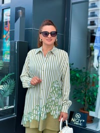 COTON NAKIŞLI ÇİZGİLİ TUNİK TENCEL PANTOLON TAKIM