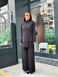 Dantel Mixli Örme Takım Siyah