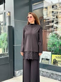 Dantel Mixli Örme Takım Siyah
