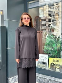 Dantel Mixli Örme Takım Siyah