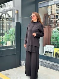 Dantel Mixli Örme Takım Siyah