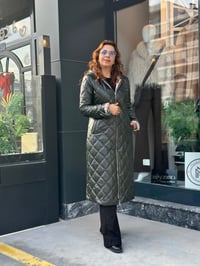 Deri Kapitone Burberry Desenli Kaban