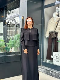 Etekli pantolonlu taşlı ikili takım Siyah