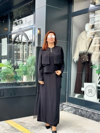Etekli pantolonlu taşlı ikili takım Siyah
