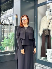Etekli pantolonlu taşlı ikili takım Siyah