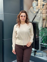 Fermuar Detaylı Kazak EKRU