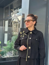 Gabardin Ceket Etek Takım Siyah