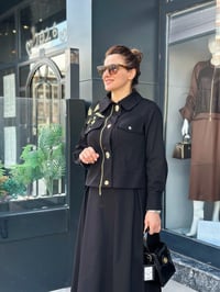 Gabardin Ceket Etek Takım Siyah