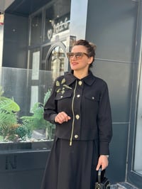Gabardin Ceket Etek Takım Siyah