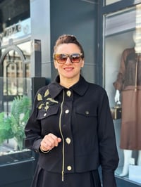 Gabardin Ceket Etek Takım Siyah