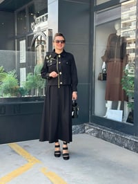 Gabardin Ceket Etek Takım Siyah
